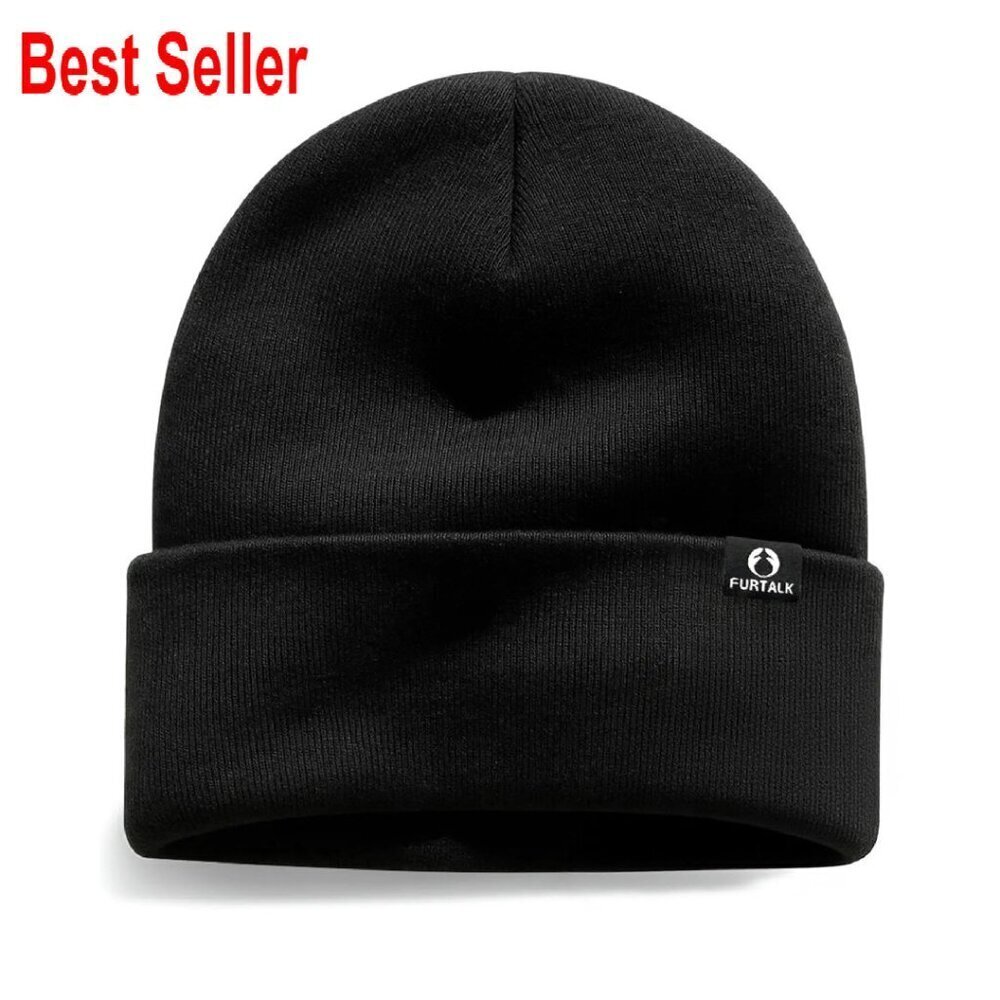 Merino Wool Beanie Double Layer Knitted Warm Winter Hat Unisex Minimal